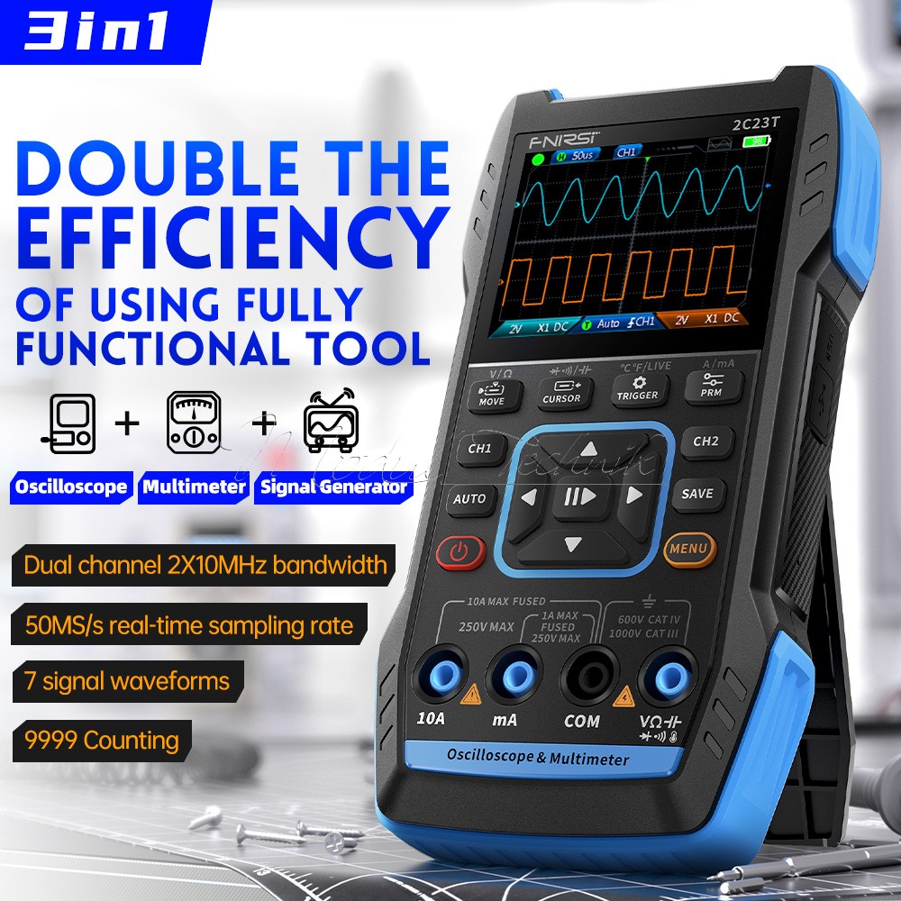 FNIRSI 2C23T 3-in-1 Digital Oscilloscope Multimeter Function Signal Generator US