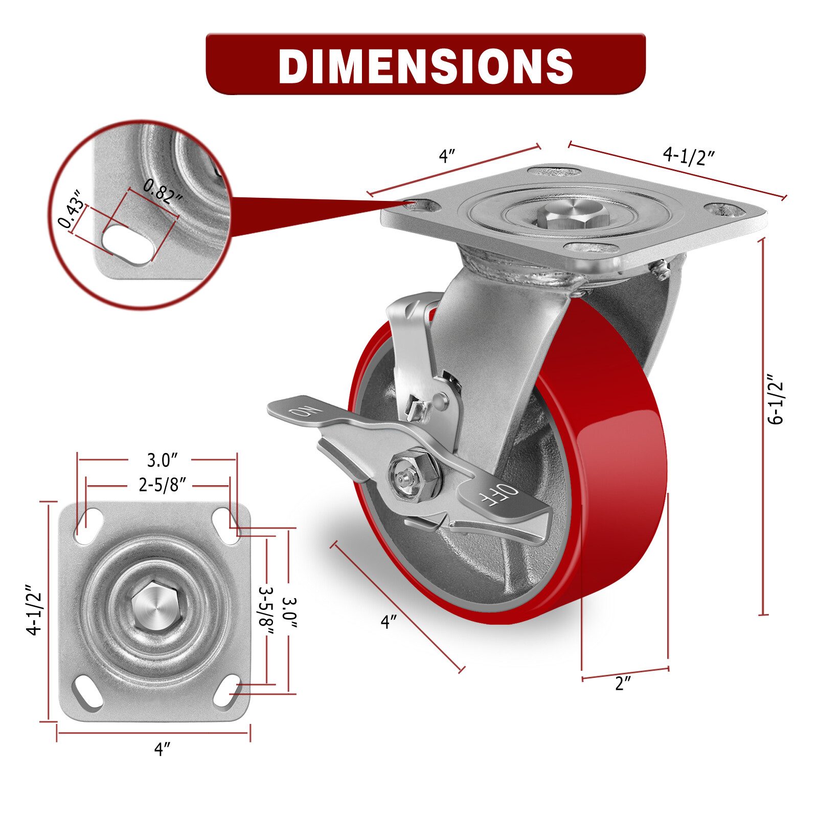 5 Inch Caster Wheels Heavy Duty,Capacity1000-4000LBS