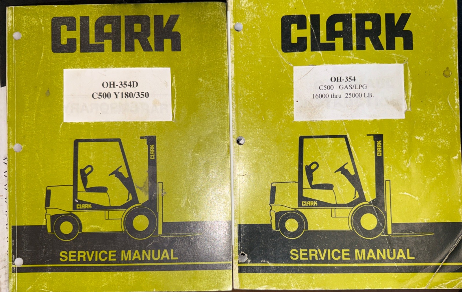 Clark C500 Service Manuals OH-354 OH-354D Y180/350 16-25k