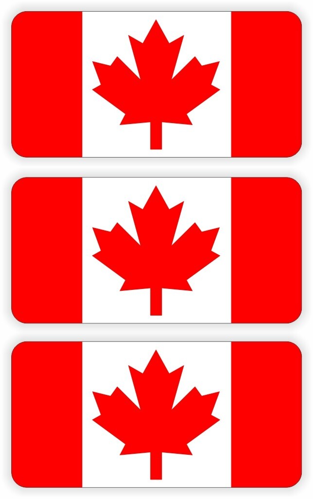 (3) Mini Canadian Flag Hard Hat Stickers Helmet Decals Labels Canada Maple Leaf