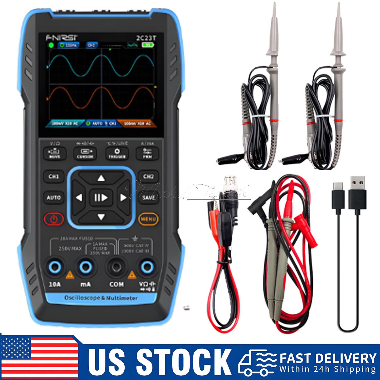 FNIRSI 2C23T 3-in-1 Digital Oscilloscope Multimeter Function Signal Generator US
