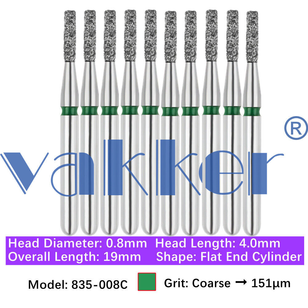 10pc Dental FG Diamond Burs for High Speed Flat/Round End Cylinder Polishing Bur