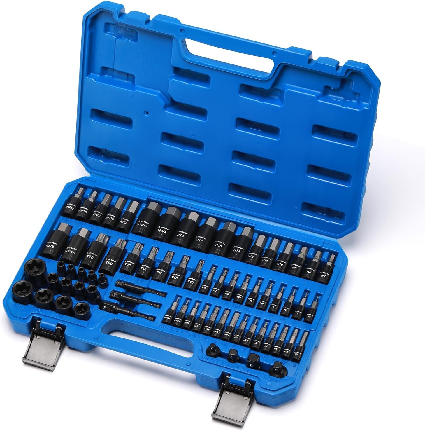 71 PCS Master Hex & Torx Bit Socket Set, 1/4″ & 3/8″ & 1/2″ Drive Metric/SAE