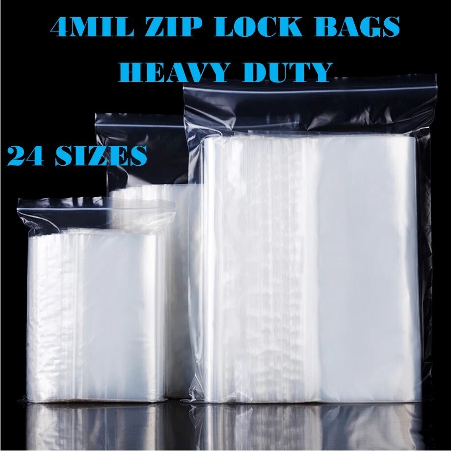 HEAVY DUTY 4 Mil Clear Zipper Seal Bags Reclosable Plastic Jewelry 4Mil Bag