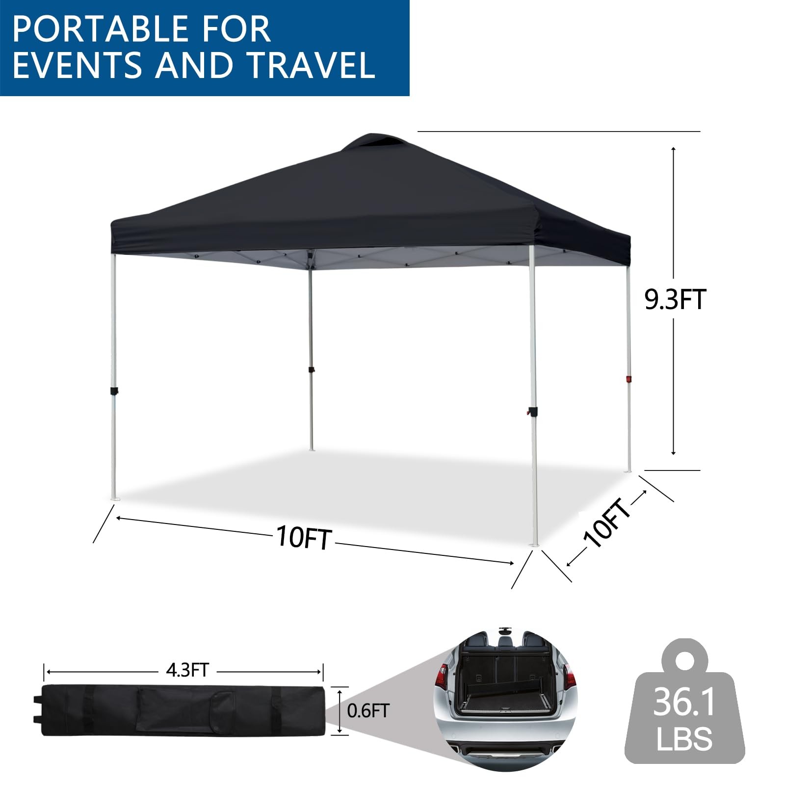 Vingli 10X10 Pop Up Canopy Tent Sandbags Rolling Bag Portable Instant Party