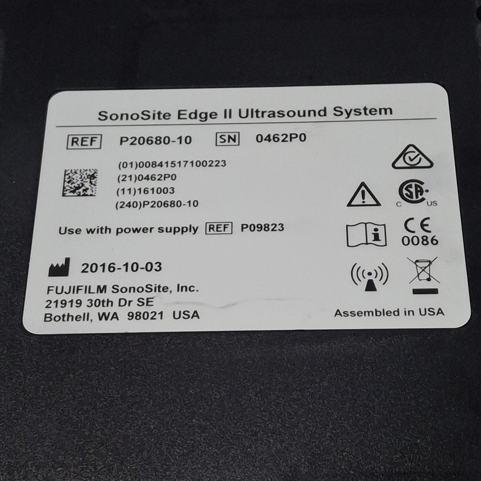 Fujifilm P20680-10 Sonosite Edge II Ultrasound