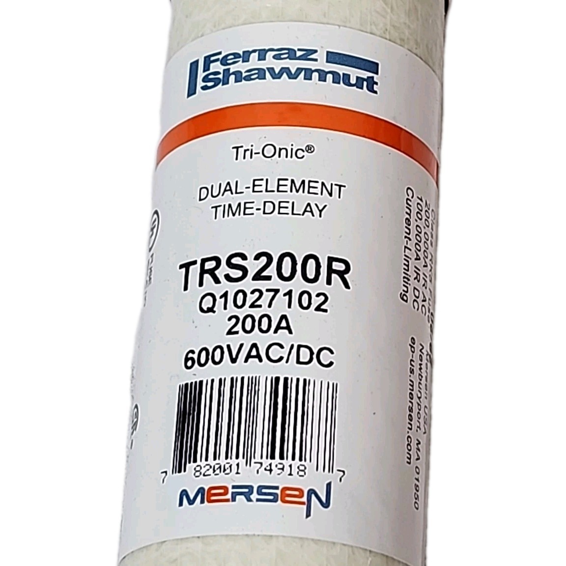 Mersen Ferraz Shawmut TRS200R Fuse 200A 600V Class RK5 Tri-Onic Time-Delay
