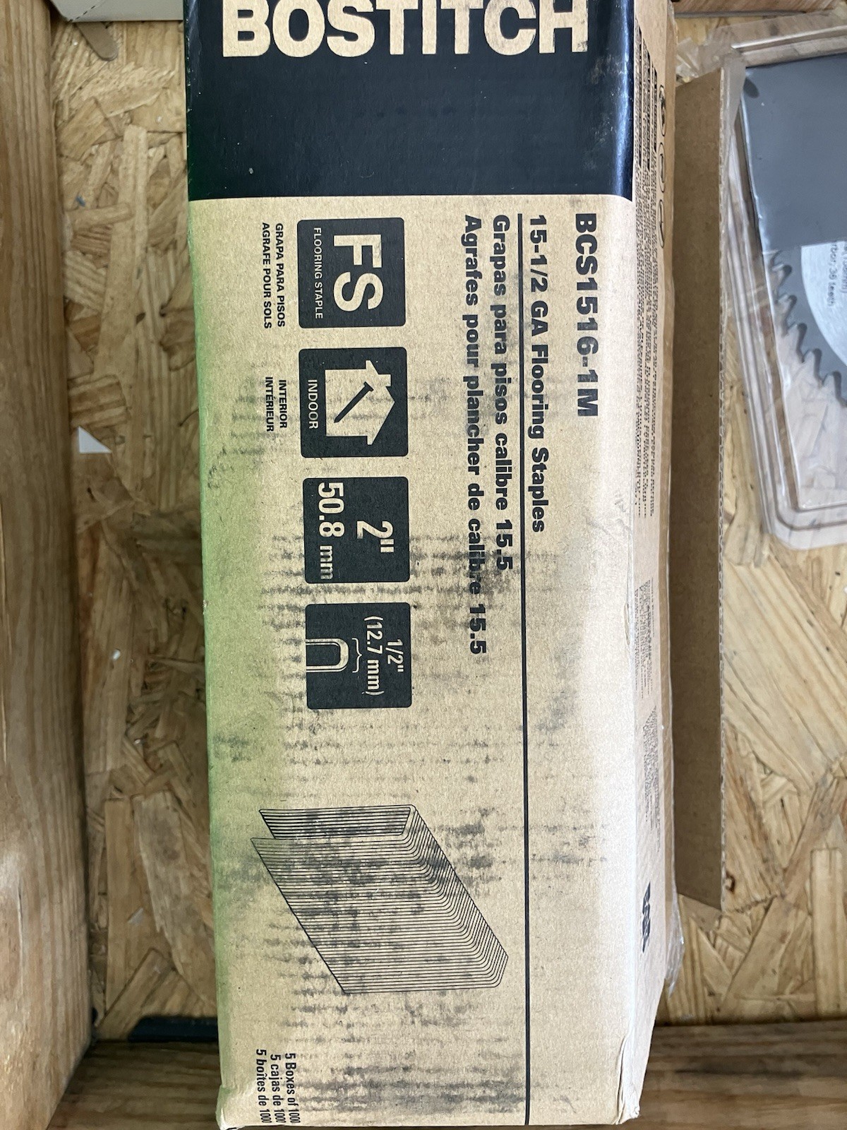 Case Of Bostitch Flooring Staples BCS1516-1M 15-1/2 Gauge 2 Inch box of 5000