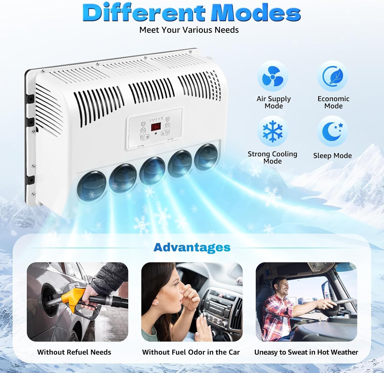 12V 11000 BTU Truck Air Conditioner Split AC Fits Semi Trucks Bus RV Caravan
