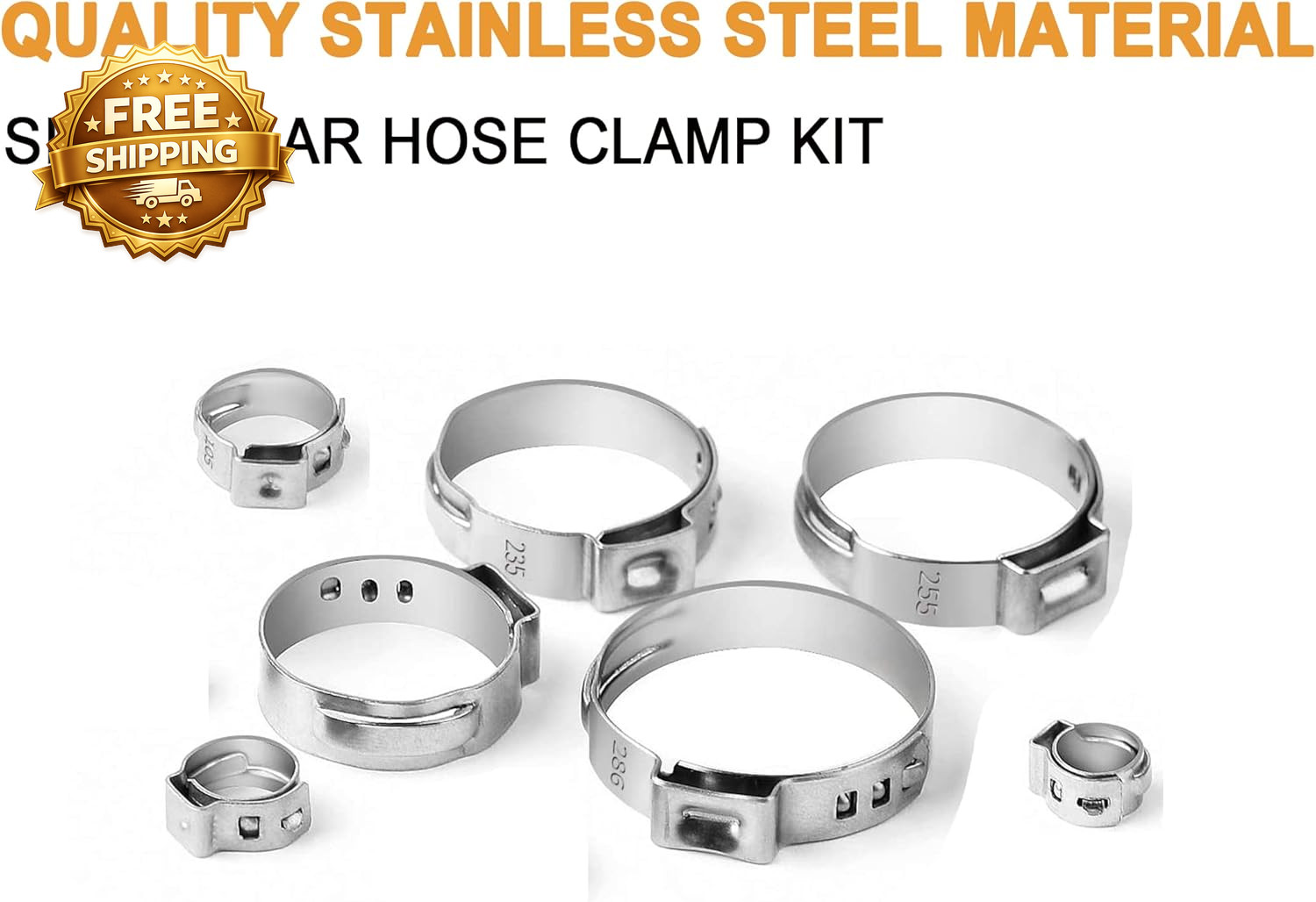 Single Ear Hose Clamps Oetiker Clamps 92Pcs(6.0Mm-22.6Mm) Crimp Pipe Clamps