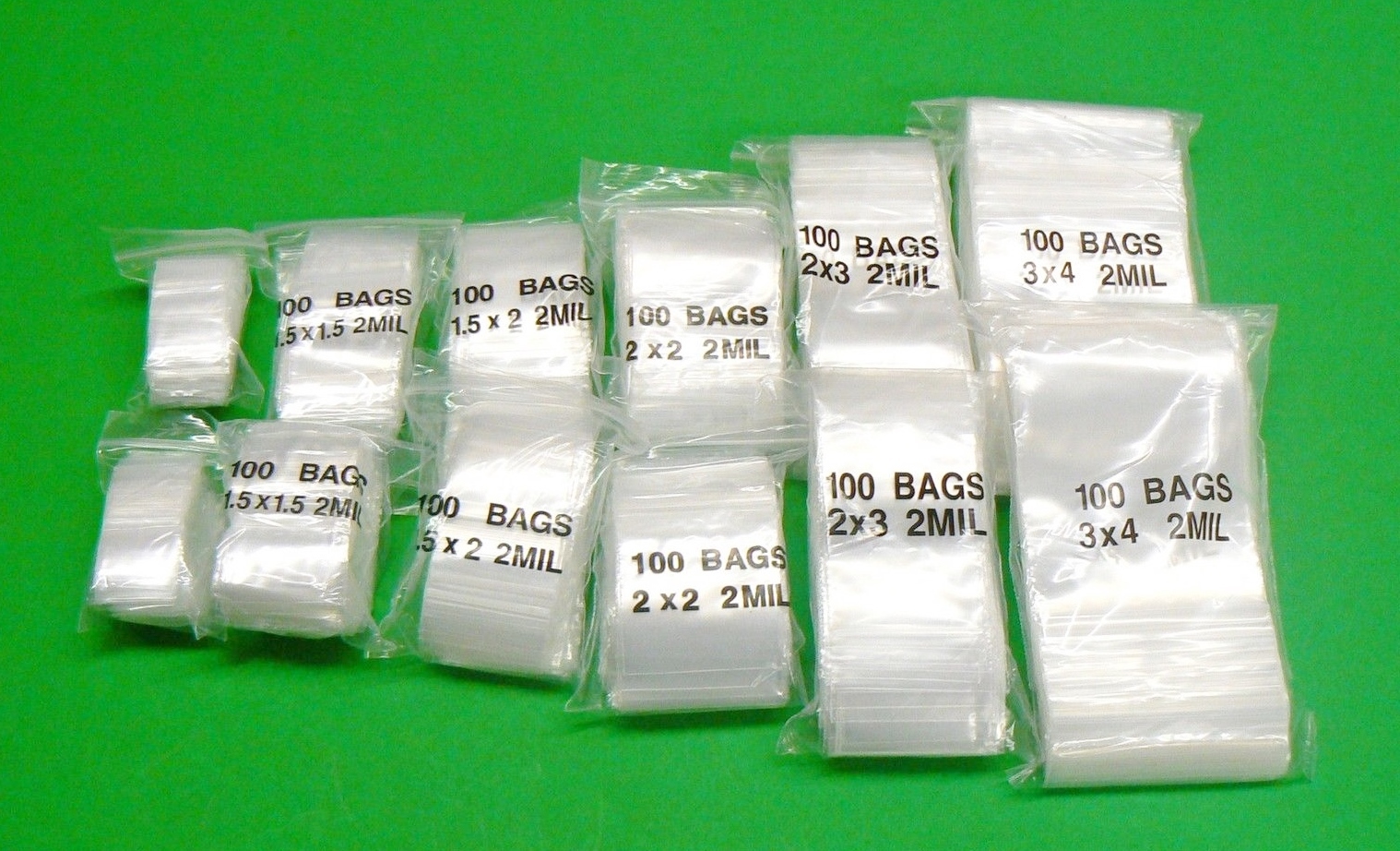 1200 Bags Assorted 2mil Clear Reclosable Assortment 6 Sizes 200each – 1×1 To 3×4