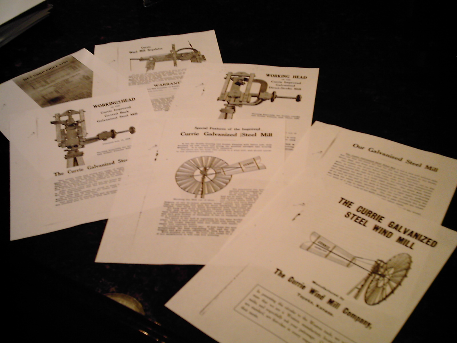 Currie Open-Gear & Direct Stroke Windmill Trade Literature