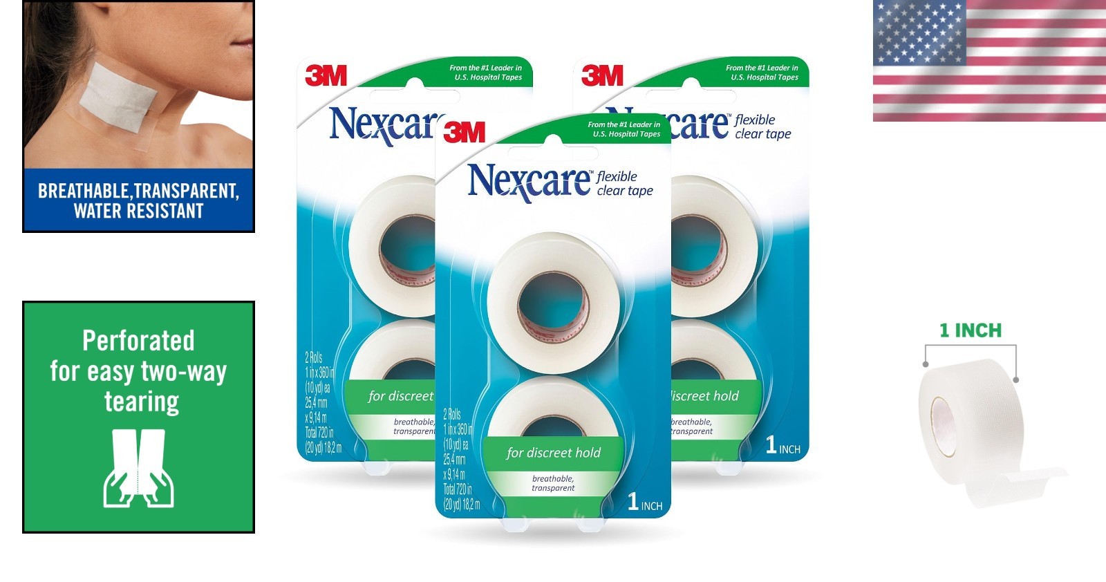 Transparent First Aid Tape: 6 Rolls of Flexible Clear Tape for Discreet Healing