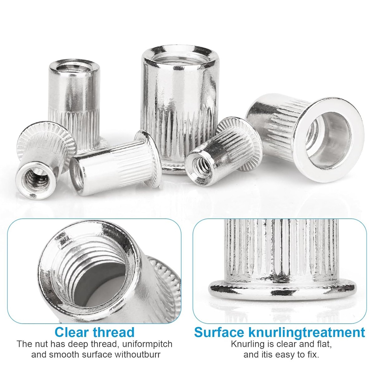 150~615X Stainless Steel Rivet Nut Kit Metric Rivnuts Nutsert Assorted M3-M8 Set