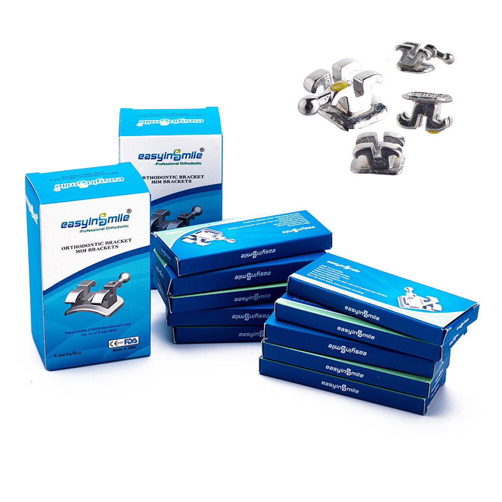 5Packs Dental Orthodontic Brackets Mini Metal MBT/Roth 022” 3/345Hooks Braces