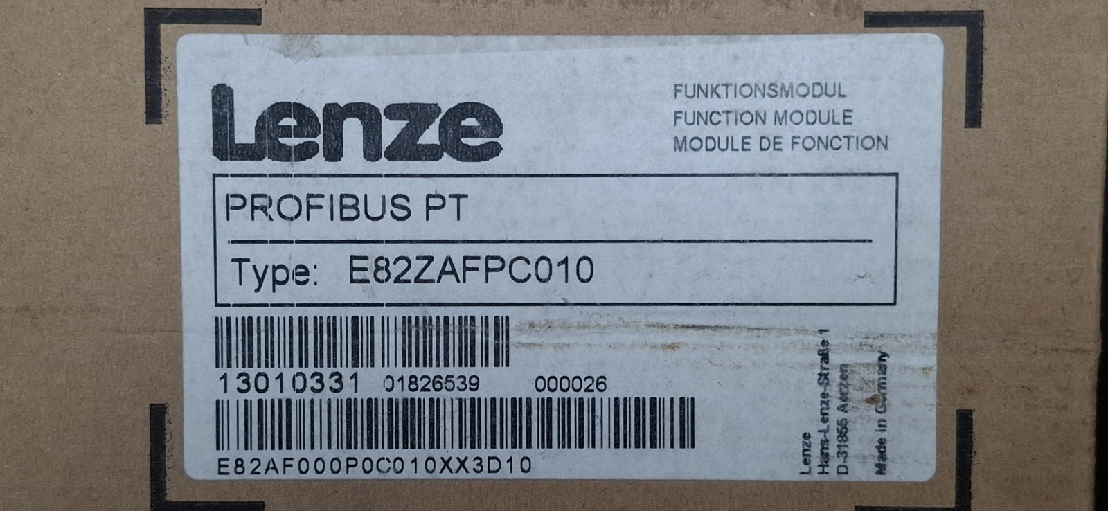 Lenze 8200 PROFIBUS PT Function I/O module Type: E82ZAFPC010 – New Open box.