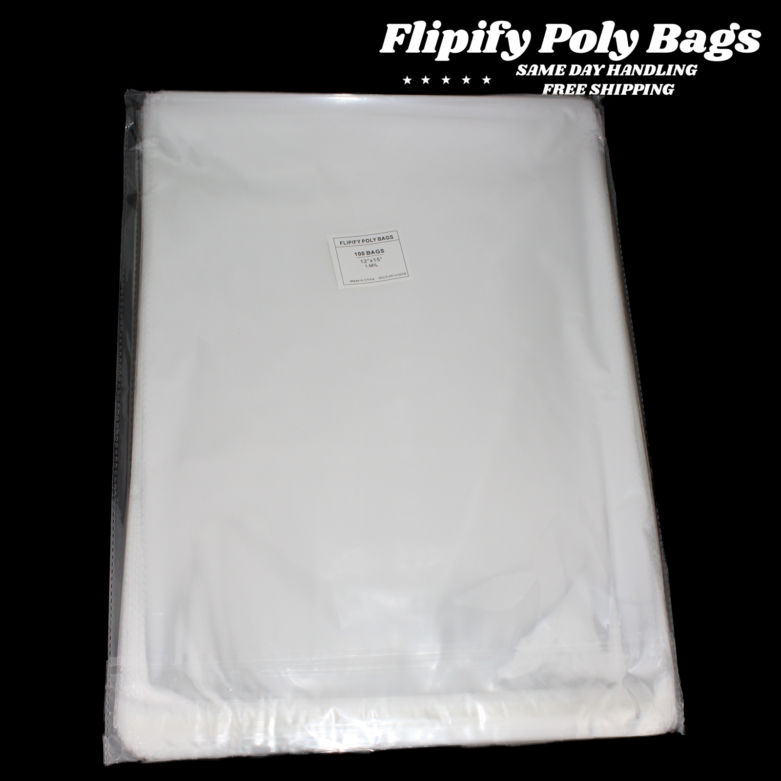 12×15 Clear Resealable T-Shirt/Apparel Self Seal Lip Tape Poly Plastic bags