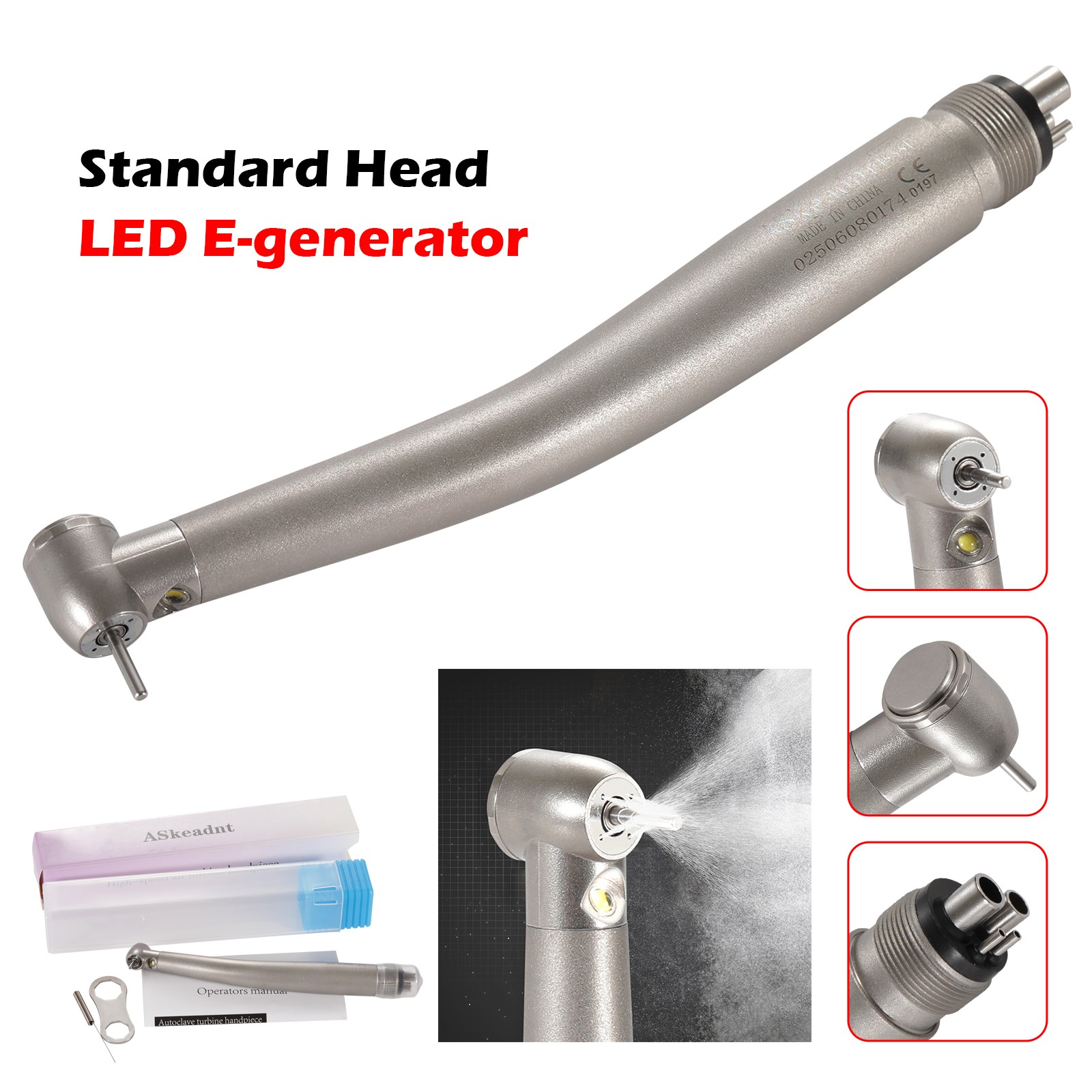 Dental LED Fibre Optic Contra Angle 1:1 Handpiece Fit NSK Ti-Max X25L Style