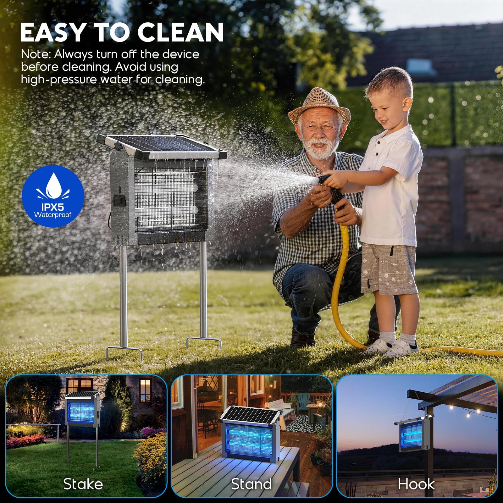 Phatroyyee Solar Bug Zapper Outdoor Waterproof Mosquito Zapper Outdoor Solar