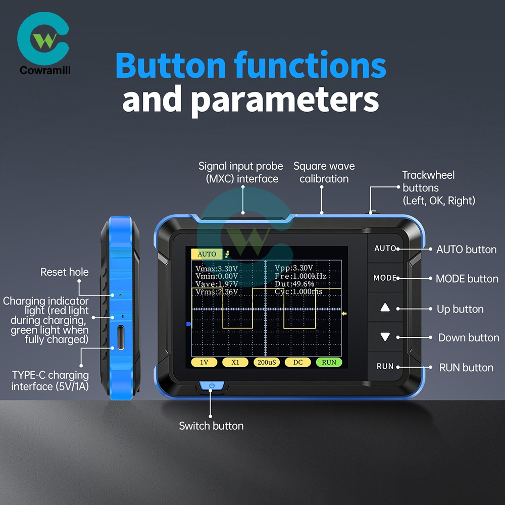 FNIRSI DSO152 Handheld Oscilloscope Type-C Portable Digital Oscilloscope 2.5MS/s