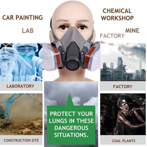 7 IN 1 Gas Mask Half Face Respirator Paint Spray Chemical Facepiece Safety 6200