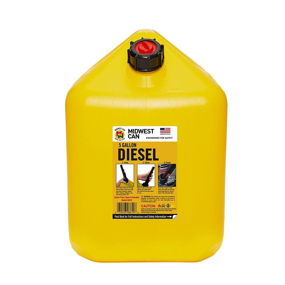 MIDWEST CAN 8610 5 GALLON DIESEL CAN QUICK FLOW PORTABLE FUEL CONTAINER – 4 PACK