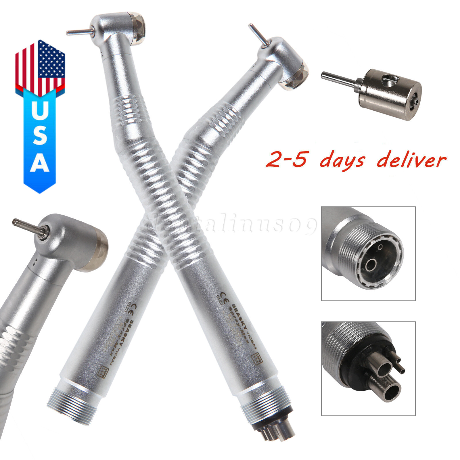 NSK Style Dental High Speed Handpiece Push Button Turbine 2/4 Hole SEASKY-Y1BA