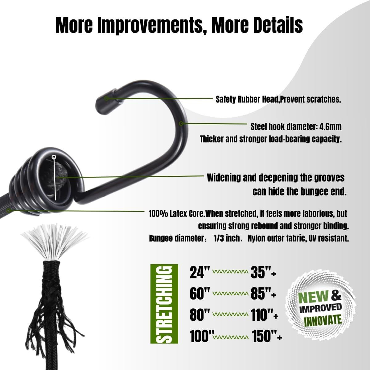 8mm HEAVY DUTY BLACK MARINE GRADE BUNGEE CORD Tarp Tie Down Strap 12-20-30-40″