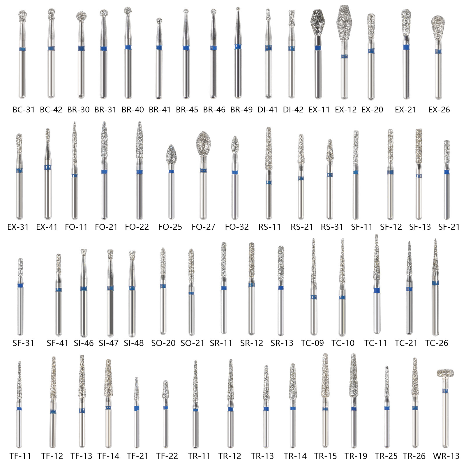 100pcs SANDENT Dental Diamond Burs For High Speed Handpiece Friction Grip 1.6mm