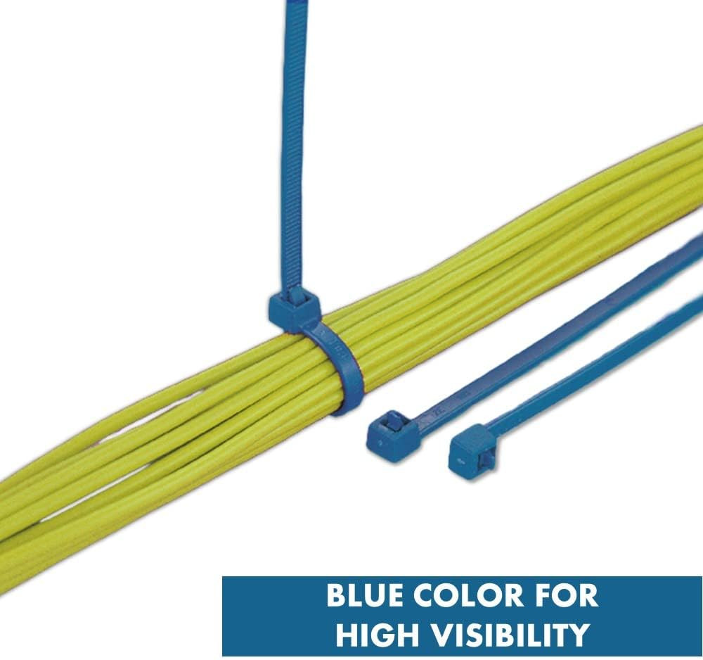 100 Pcs Metal Detectable Blue Zip Ties 8in, 50 Lbs Industrial Cable Ties