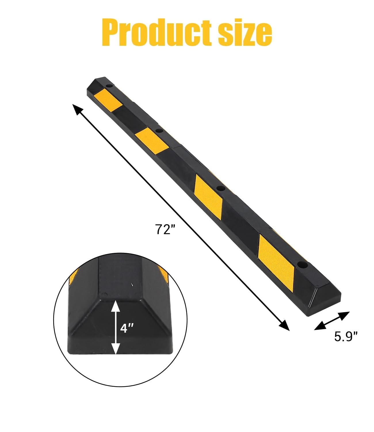 2 PCS 72″ Rubber Parking Curb Heavy Duty Parking Lot Stopper Truck Floor Stopper