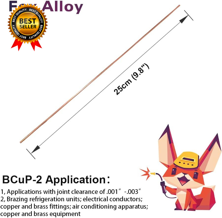 20Pcs Copper Brazing Rods Bcup-2 (5/64″) 2Mm Phosphorus round Self Fluxing