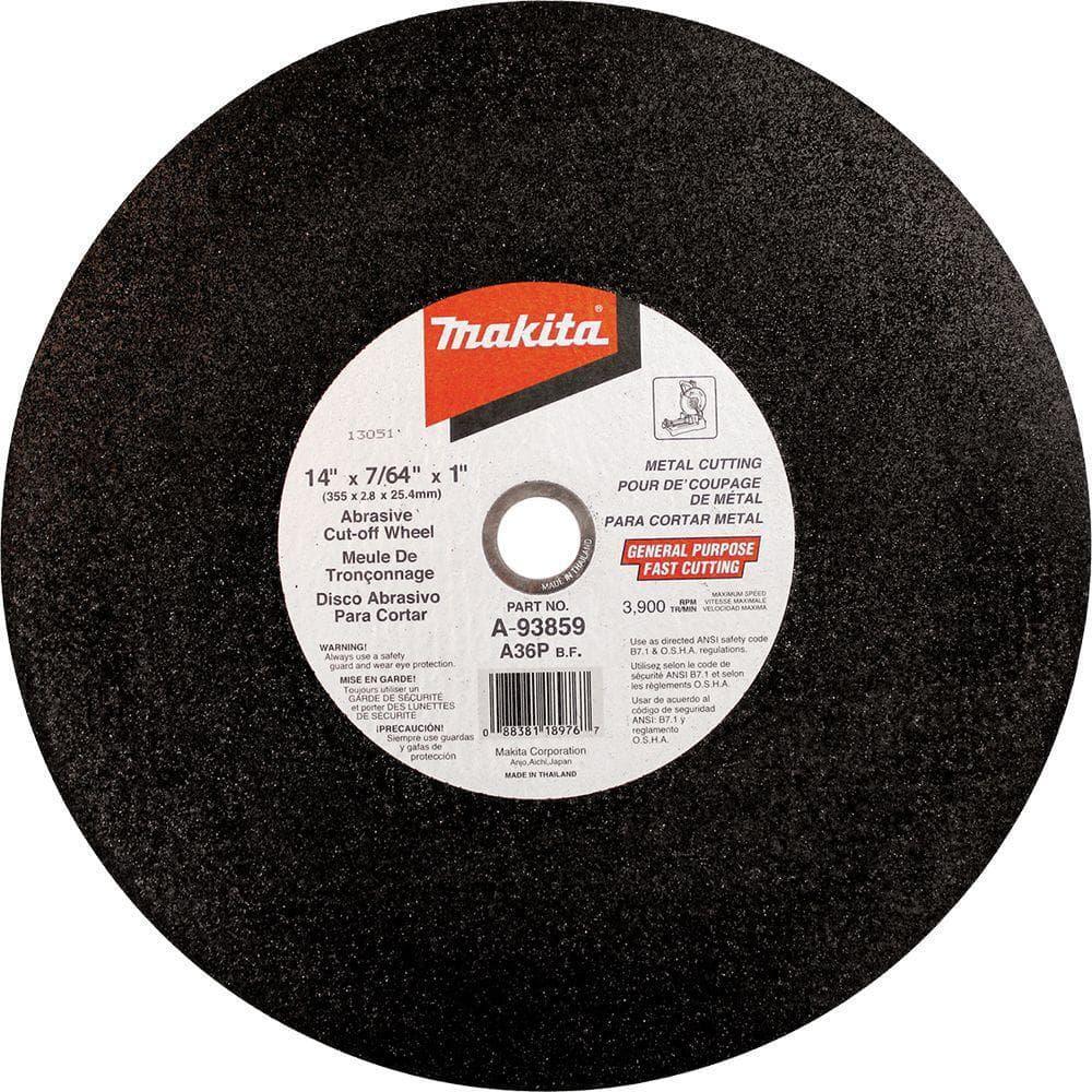 14 In. X 7/64 In. X 1 In. Cut-off Wheel , Makita Chop Saw Metal Angle 5-Pack