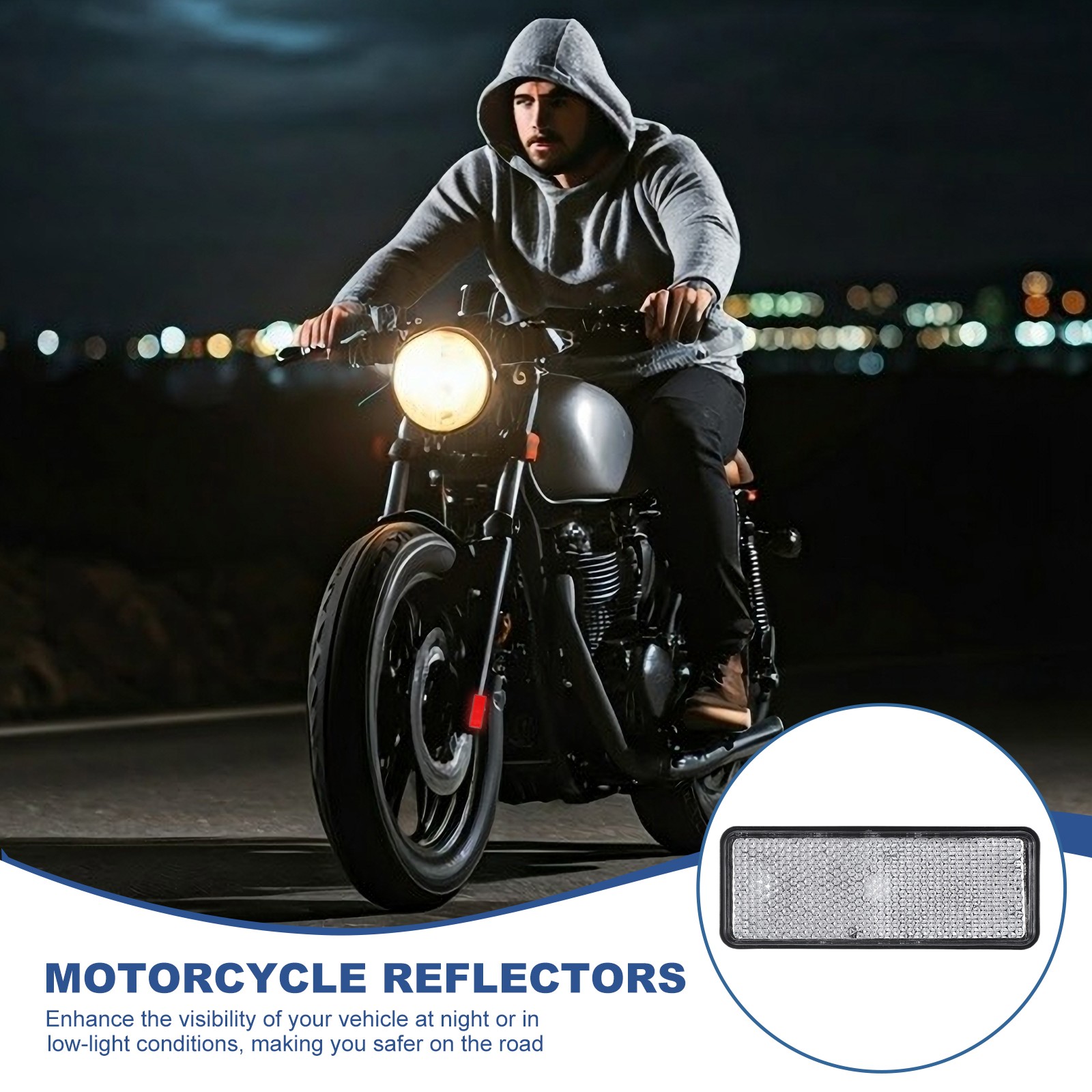 2PACK Rectangle Rear Reflectors Safety Reflective Warning Plastic White
