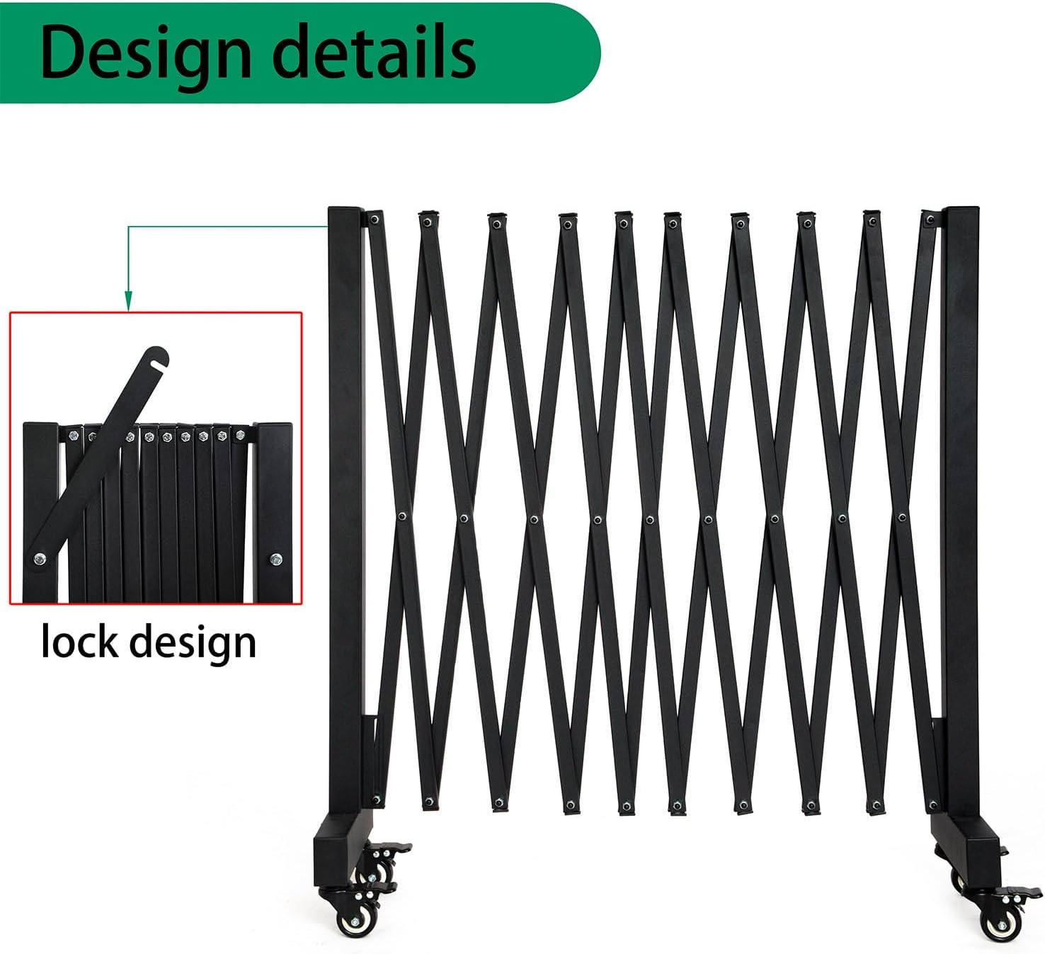11.5FT Expandable Barricade Gate, Expandable Metal Barricade Gate Alloy Fence wi