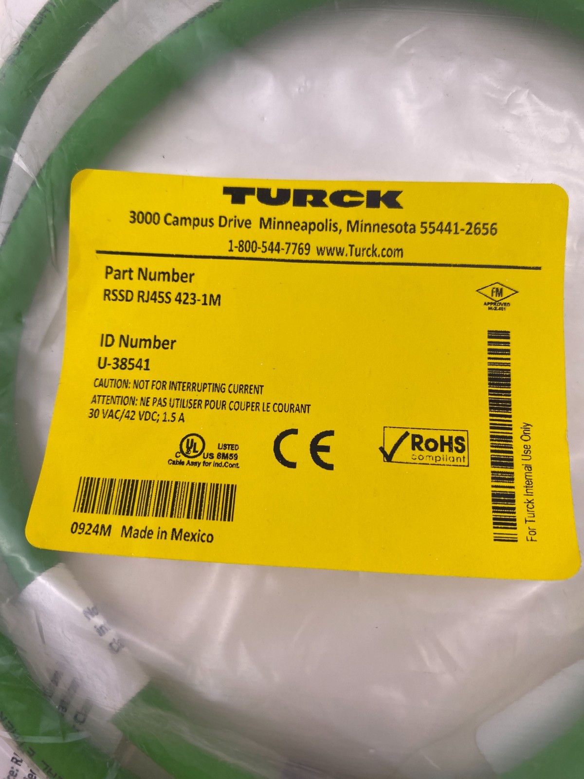 Turck RSSD RJ45S 423-1M Cordset U-38541
