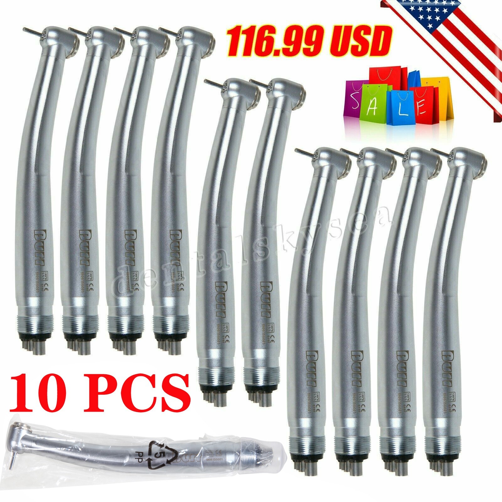 10pcs NSK PANA MAX Style Dental High Speed Handpiece Turbine Push Button 4 Hole