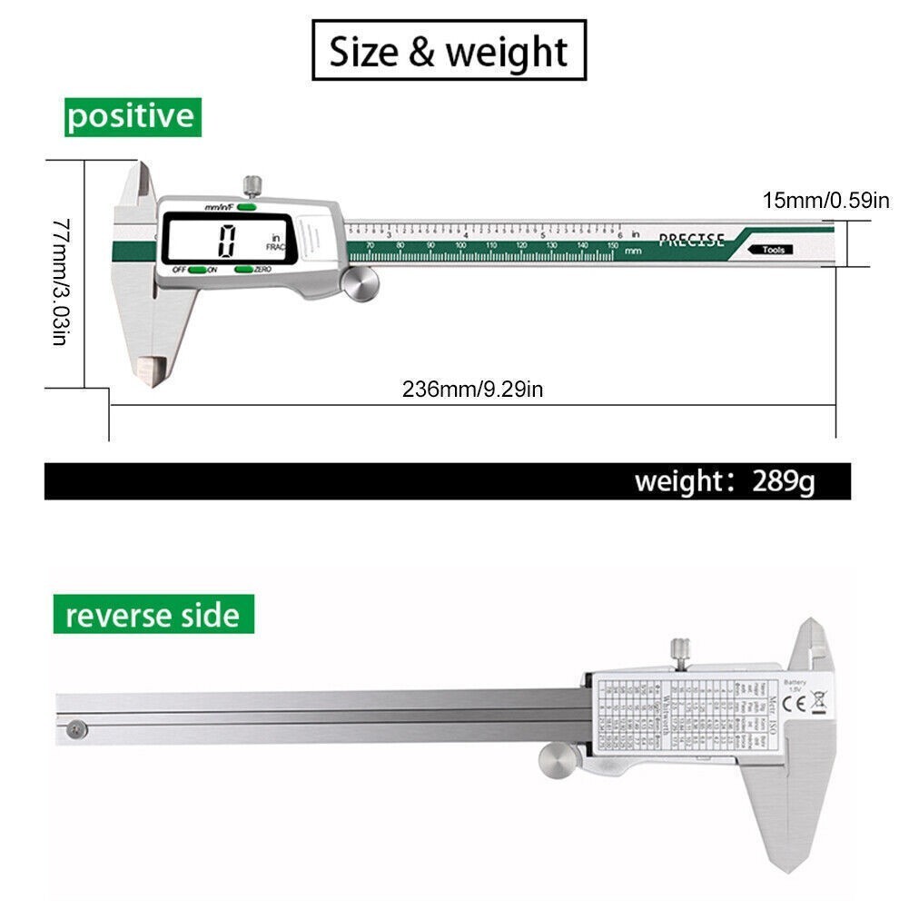 0–6″ Digital Electronic Vernier Caliper LCD Gauge Vernier Caliper Micrometer