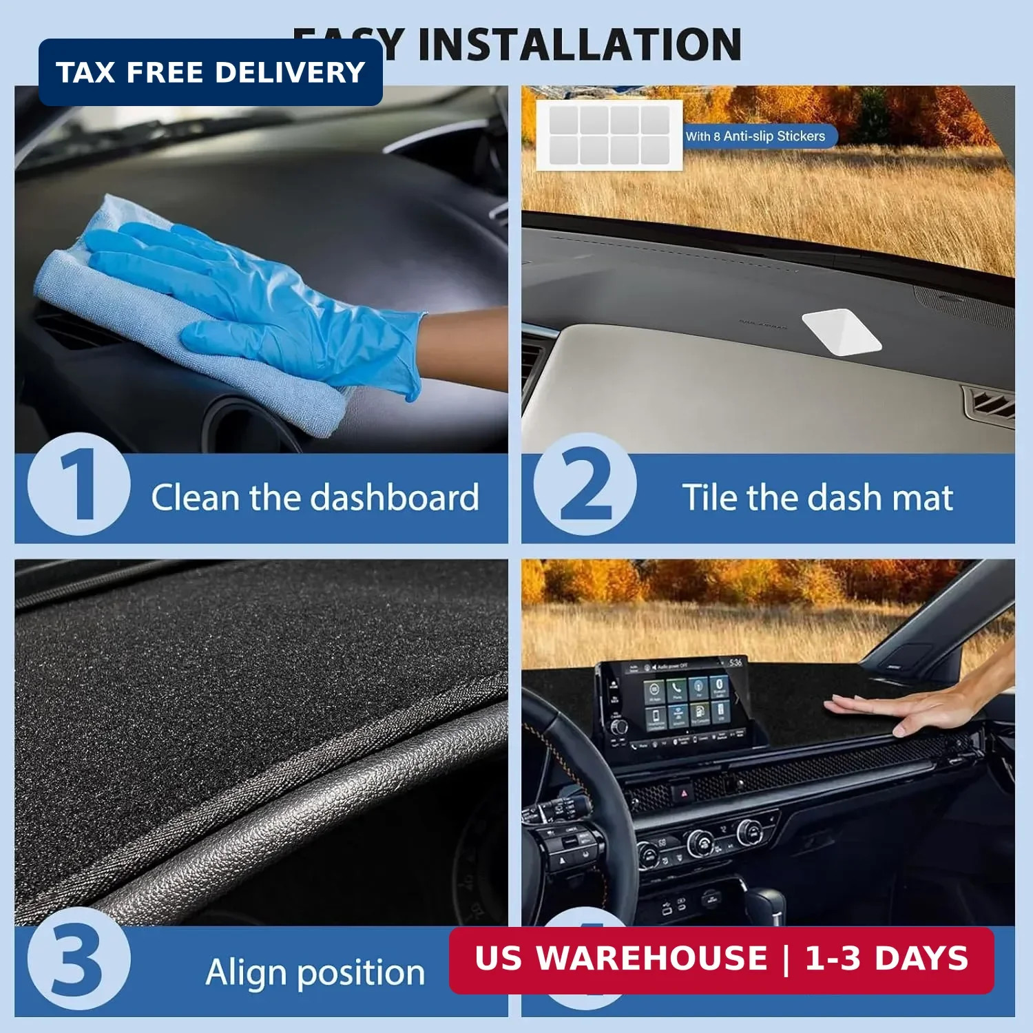 Dashboard Cover Mat Compatible with Chevy Silverado 2007-2013 LTZ GMC Sierra SLT