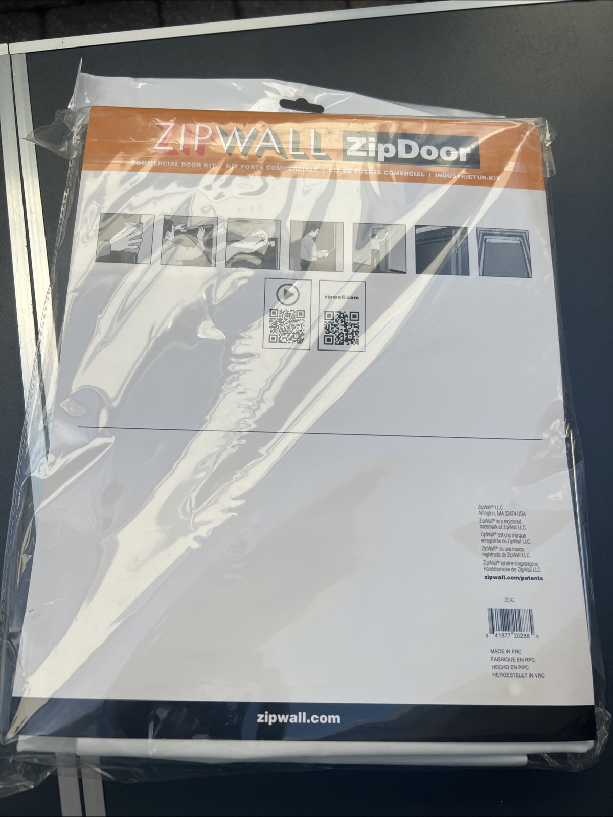 Zipwall 1850072D 5 ft. W X 8.5 ft. L X 4 mil Plastic Door Kit 1 pk