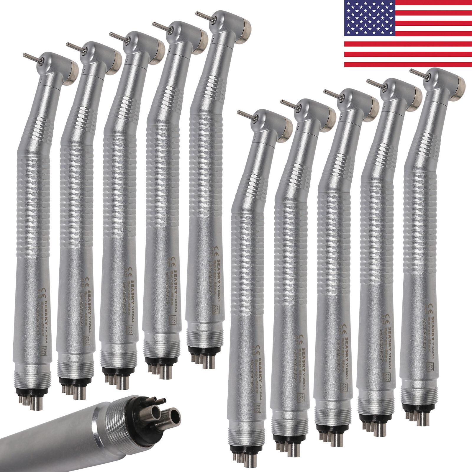 10PCS Dental High Speed Handpiece Push Button Standard 4 hole NSK Style SEASKY