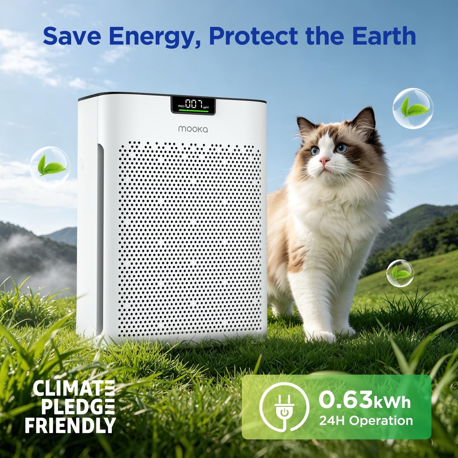 Air Purifier for Home Bedroom Large Room 2200 Ft², MOOKA H13 HEPA Air Clean