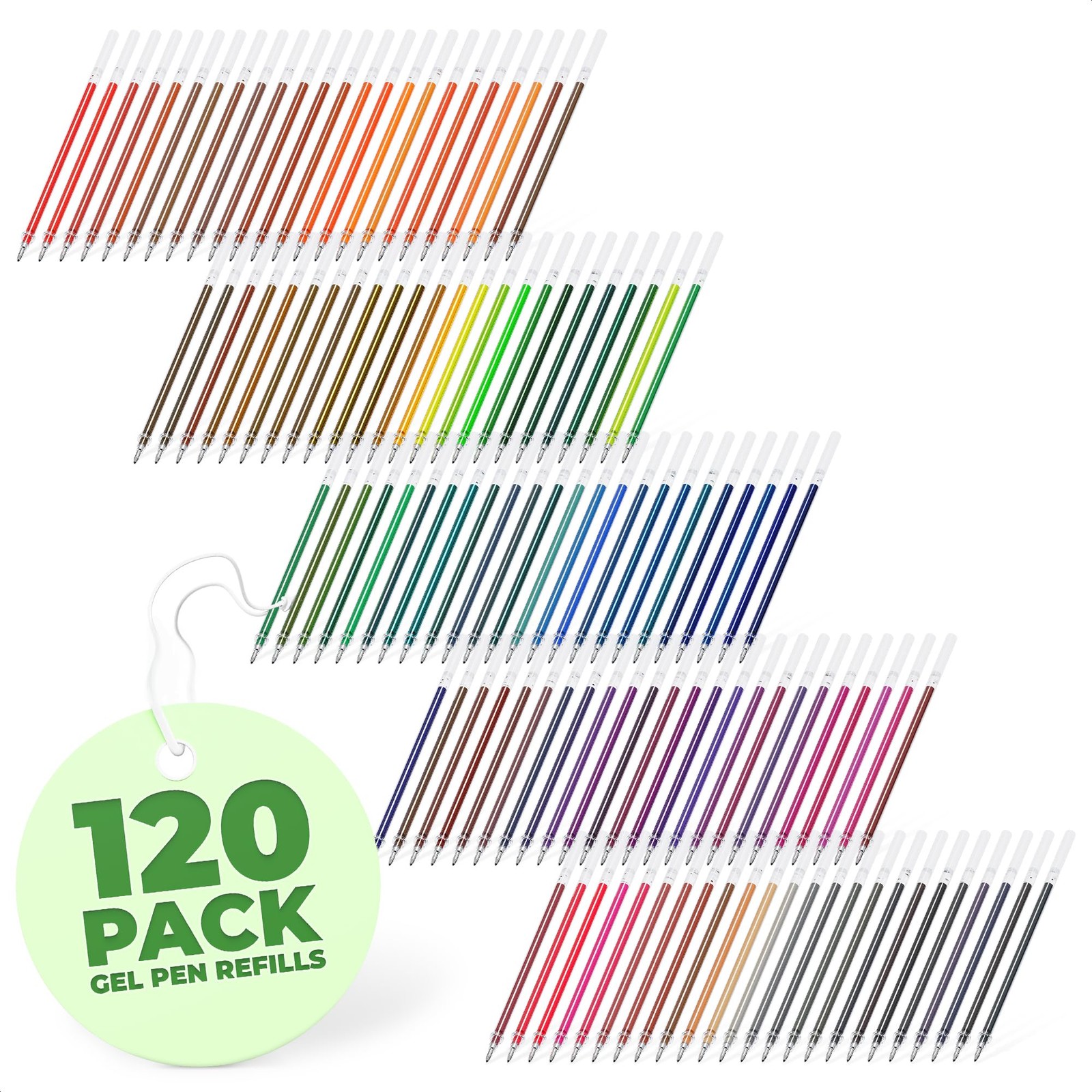120 Pcs Assorted Glitter Gel Pen Refills 120 Count (Pack of 1), Colors May