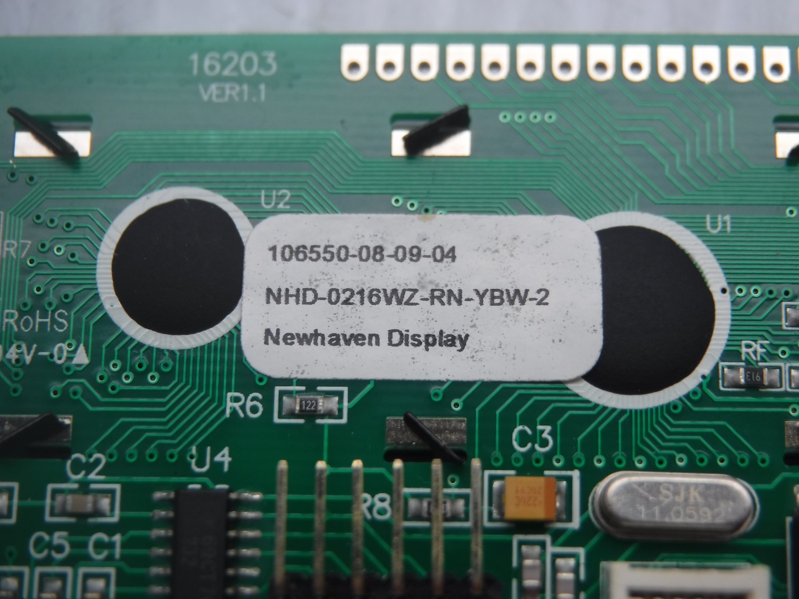 Newhaven Display 16203 Ver 1 LCD Screen NHD-0216WZ-RN-YBW-2 / 106550-08-09-04