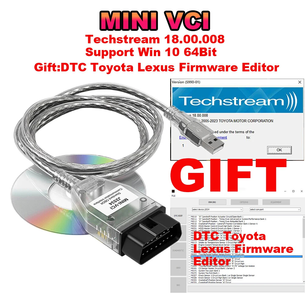 Toyota OBD2 Cable FTDI FT232RL for TIS Techstream V18 Mini VCI Diagnostic