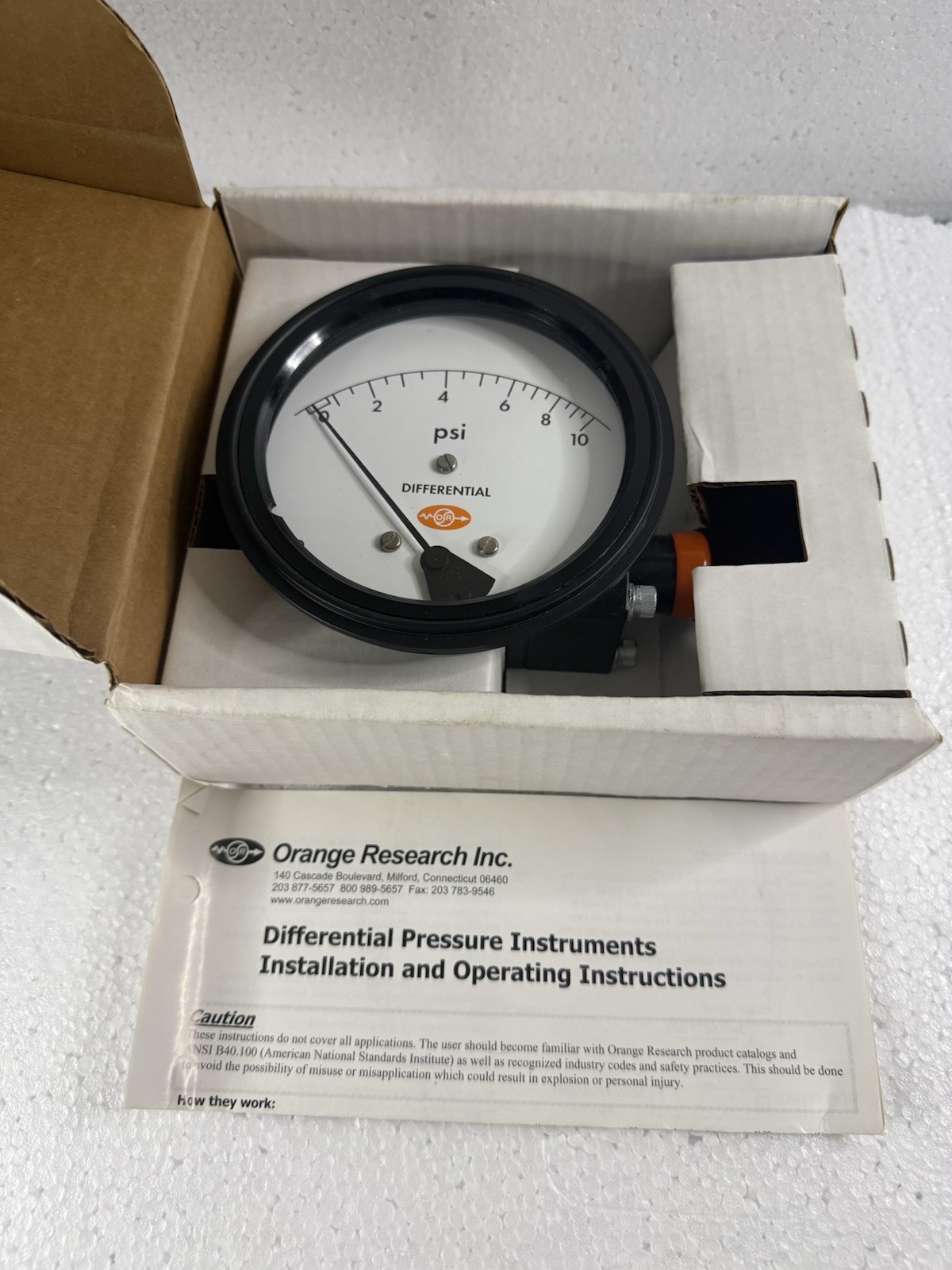 Orange Research Differential Pressure Gauge Part No. 1516-S1044/1500 PSI