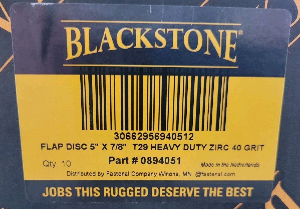 10 PACK Blackstone Heavy Duty T29 40G 5″ x 7/8″ Zirconia Flap Disc *0894051