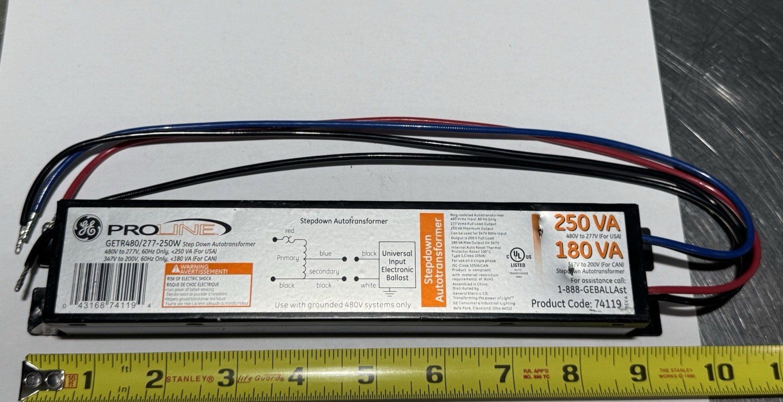 GE Proline Step Down Autotransformer 60hz Ballast GETR480/277-250W