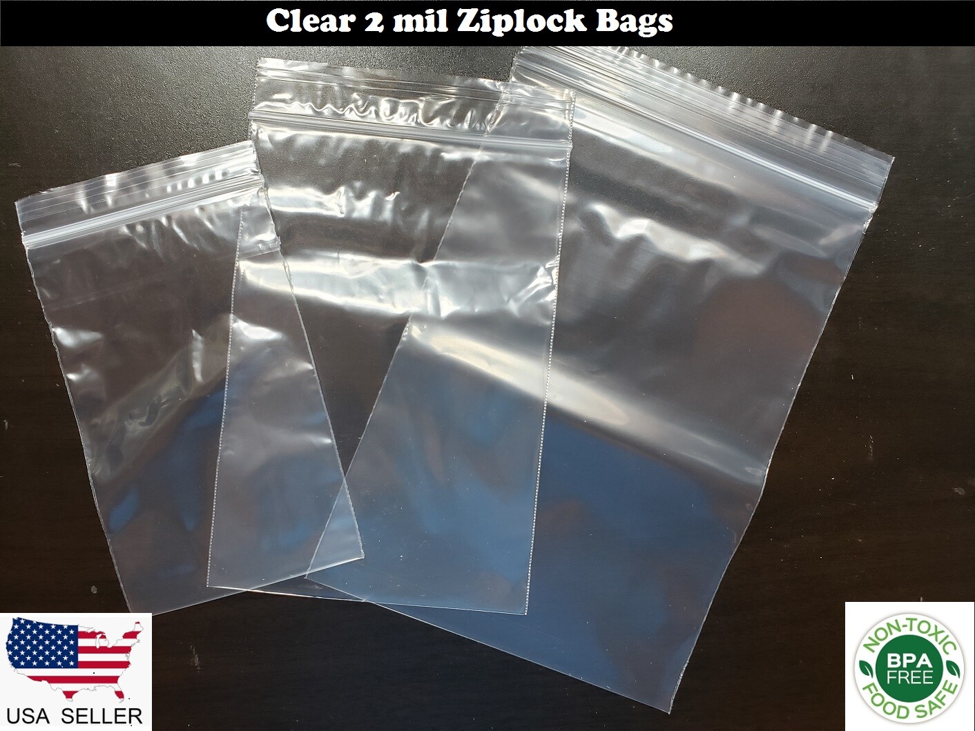 Clear Plastic Reclosable Zipper Baggies 2mil Top Lock Zip Seal Bags Candy Snack