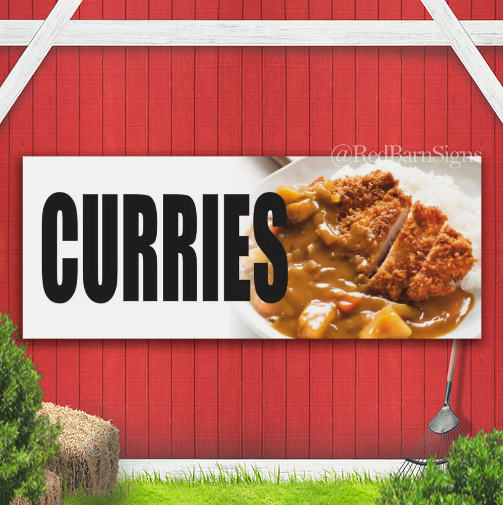 CURRIES Advertising Banner Vinyl Mesh Sign Buffet Bar Dish Stew Dinner lunch